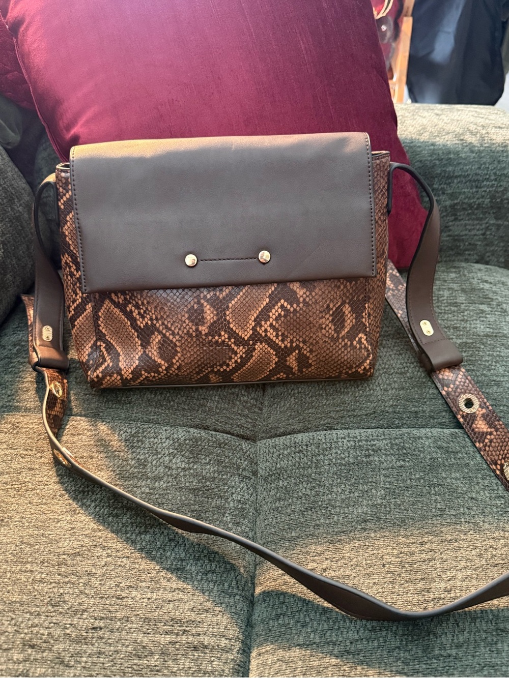 Women’s Snake-Print Crossbody Bag in Brown